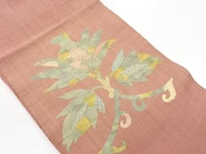 手織り真綿紬紙布柘榴模様織出し名古屋帯